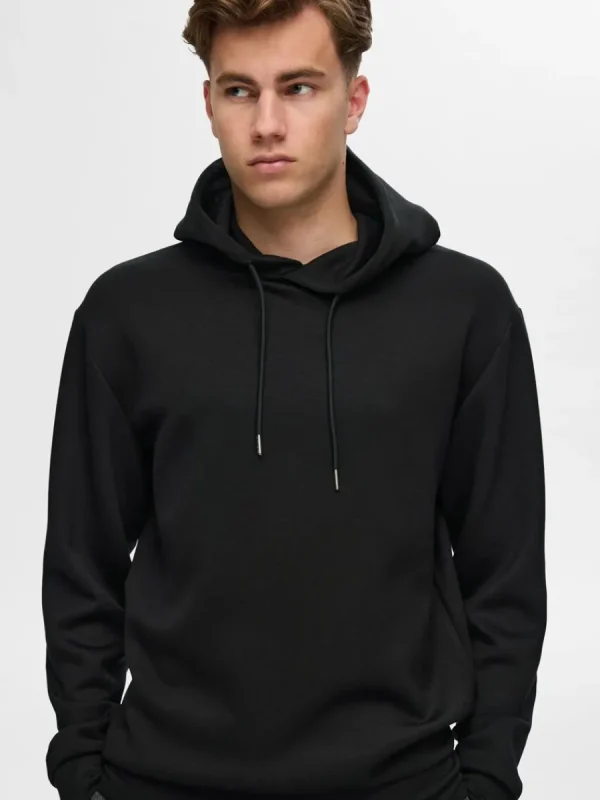 SELECTED AVSLAPPNAD HOODIE Black Cheap