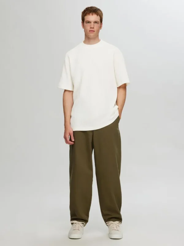 SELECTED AVSLAPPNAD PASSFORM VÅFFLAD T-SHIRT White Clearance