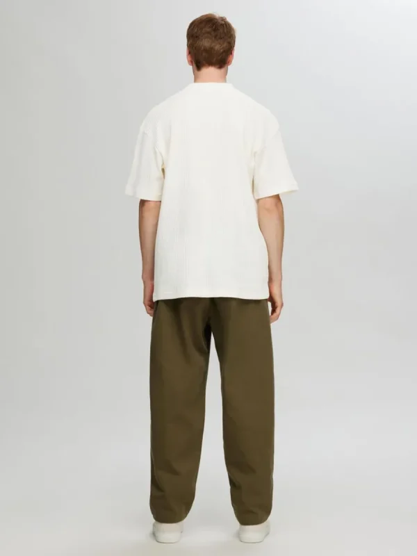 SELECTED AVSLAPPNAD PASSFORM VÅFFLAD T-SHIRT White Clearance