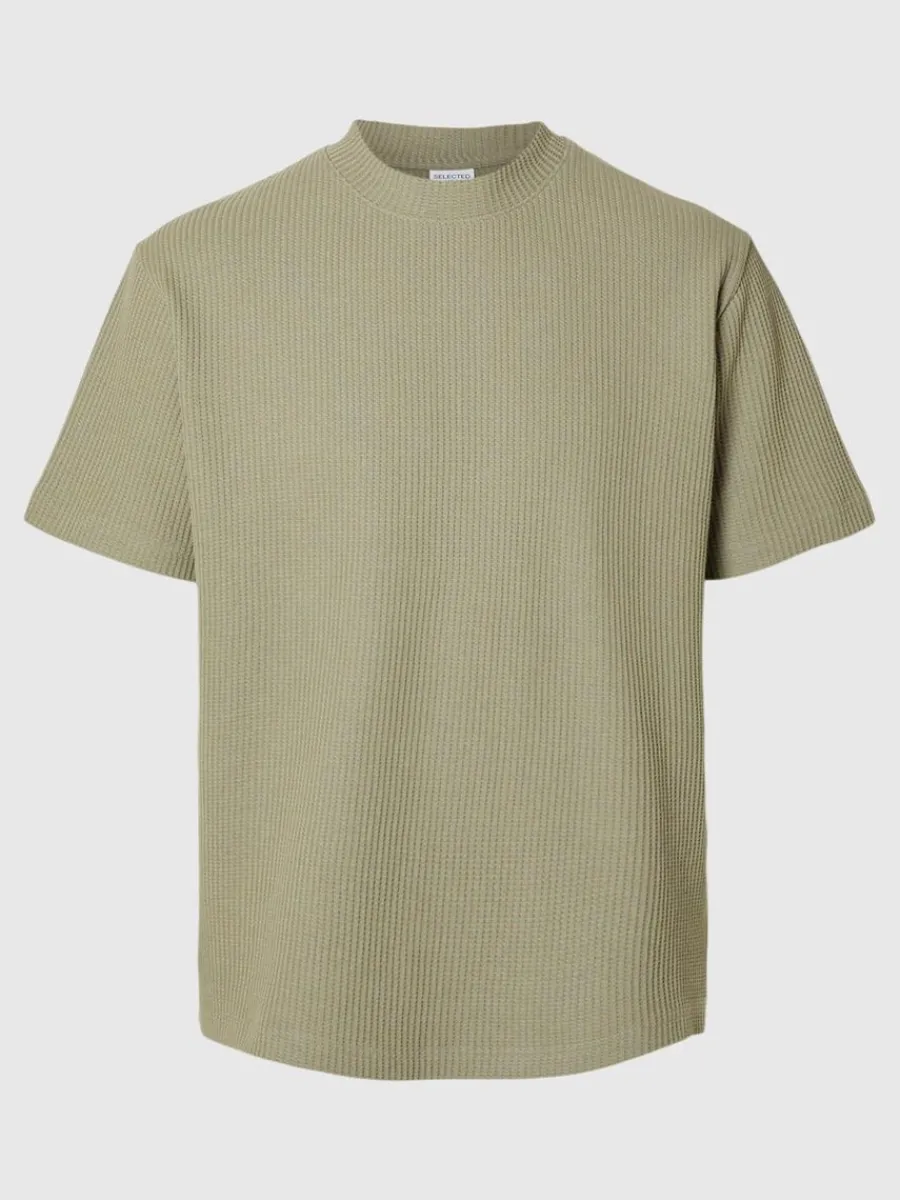 avslappnad_passform_vffla_5-1.webp SELECTED AVSLAPPNAD PASSFORM VÅFFLAD T-SHIRT Green Cheap