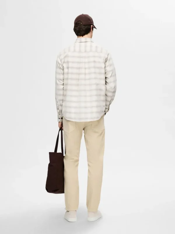 SELECTED AVSLAPPNAD RUTIG SKJORTA Beige Shop