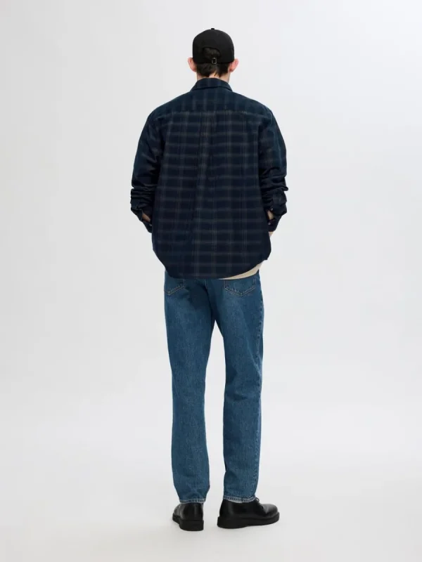 SELECTED AVSLAPPNAD RUTIG SKJORTA Blue Shop