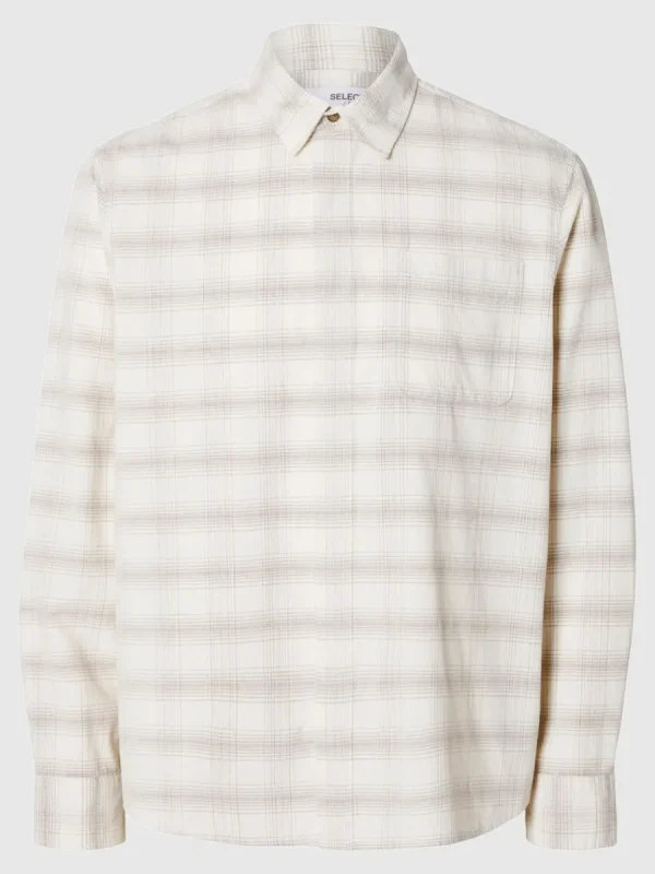 SELECTED AVSLAPPNAD RUTIG SKJORTA Beige Shop