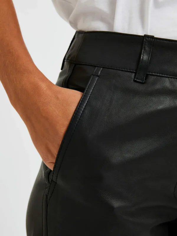 SELECTED AVSMALNANDE LÄDERBYXOR Black New