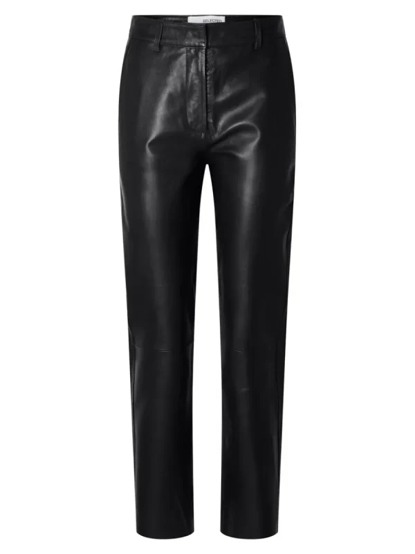 SELECTED AVSMALNANDE LÄDERBYXOR Black New