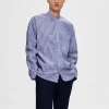 SELECTED BANDPRYDD KRAGE SKJORTA Blue Cheap