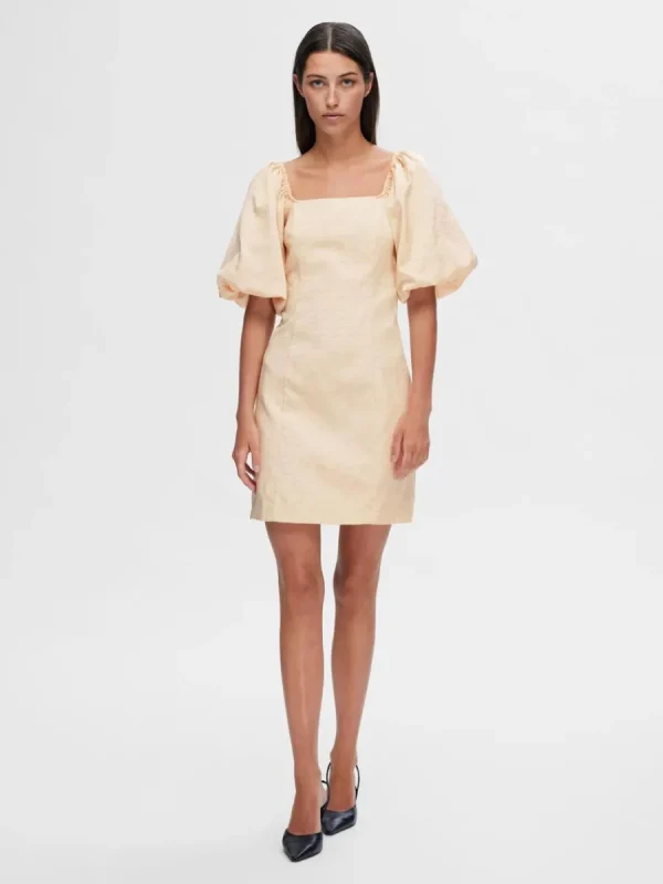 SELECTED BARAXLAD KORT KLÄNNING Beige Clearance