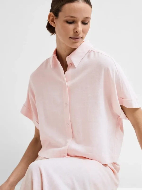 SELECTED BESKURNA KORTÄRMAD SKJORTA Pink Hot