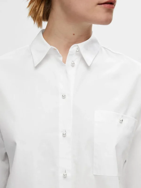 SELECTED BESKURNA KORTÄRMAD SKJORTA White Flash Sale