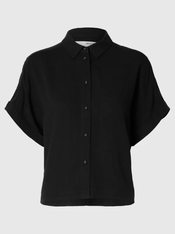 SELECTED BESKURNA KORTÄRMAD SKJORTA Black Shop