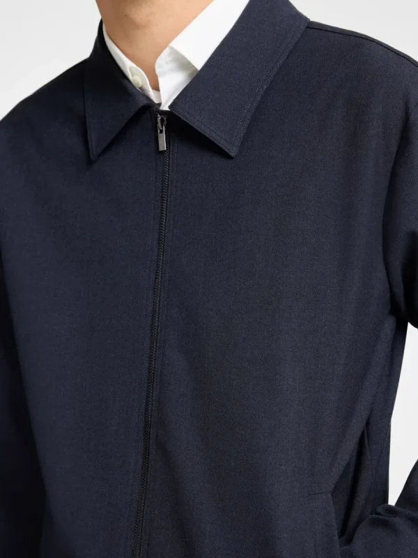 SELECTED BLIXTLÅSFÖRSEDD JACKA Blue Shop