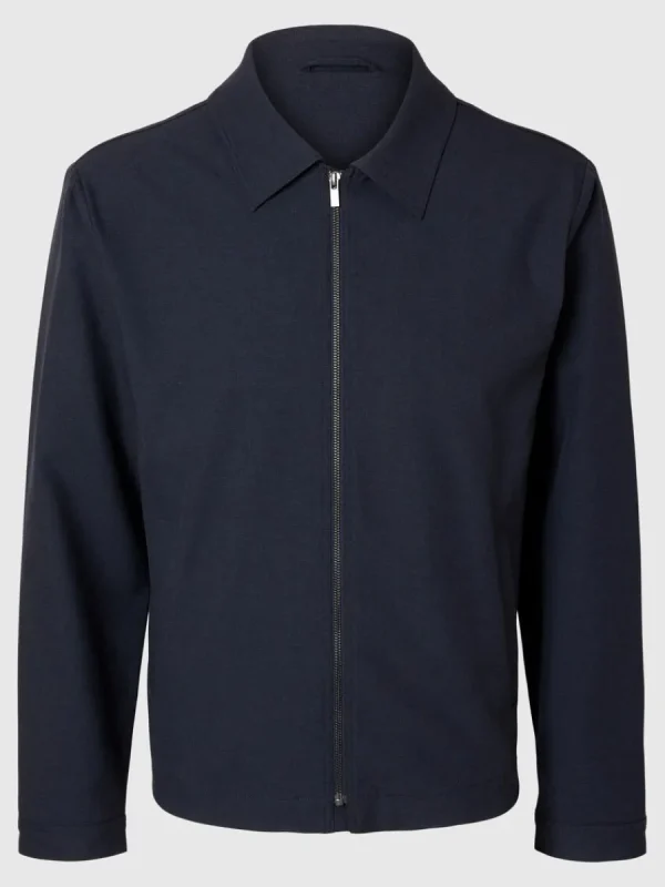 SELECTED BLIXTLÅSFÖRSEDD JACKA Blue Shop