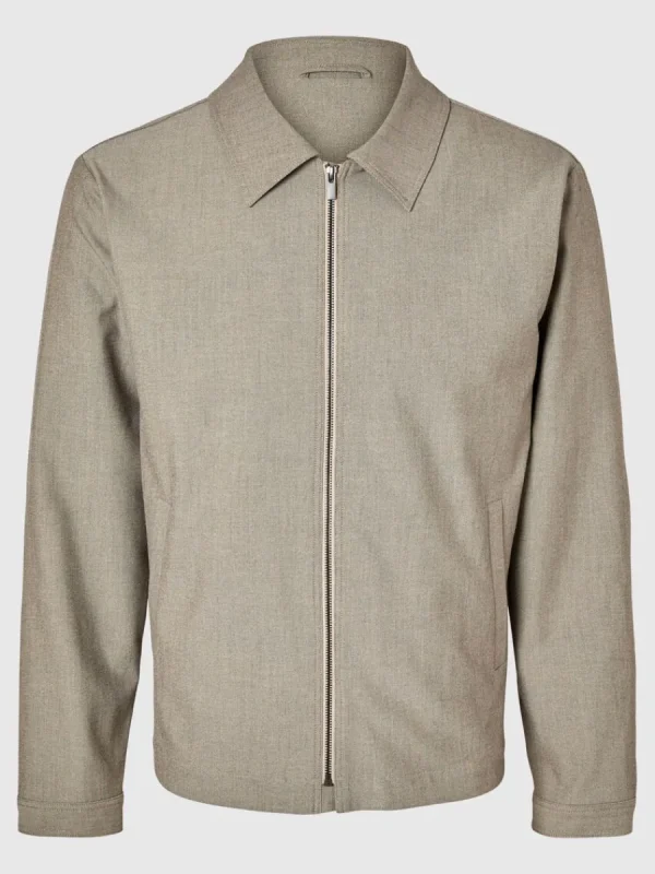 SELECTED BLIXTLÅSFÖRSEDD JACKA Beige Clearance