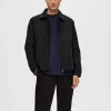SELECTED BLIXTLÅSFÖRSEDD KORT JACKA Black Outlet