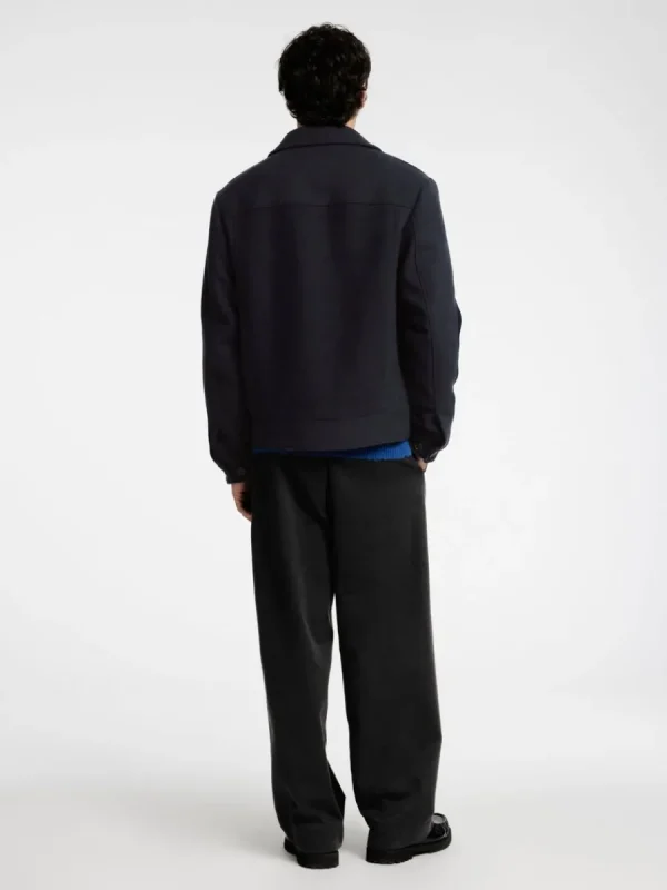 SELECTED BLIXTLÅSFÖRSEDD KORT JACKA Blue Cheap