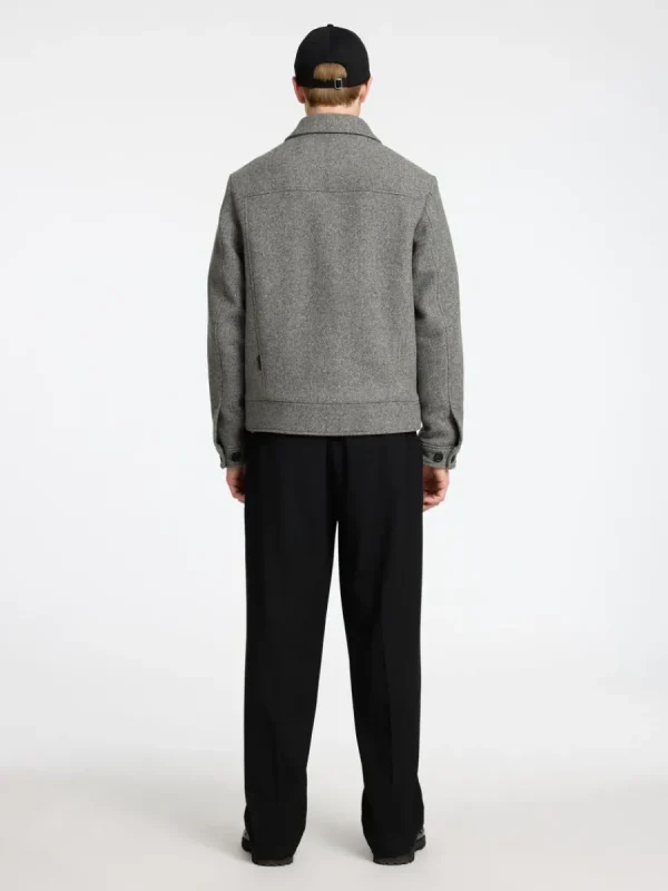 SELECTED BLIXTLÅSFÖRSEDD KORT JACKA Grey Sale