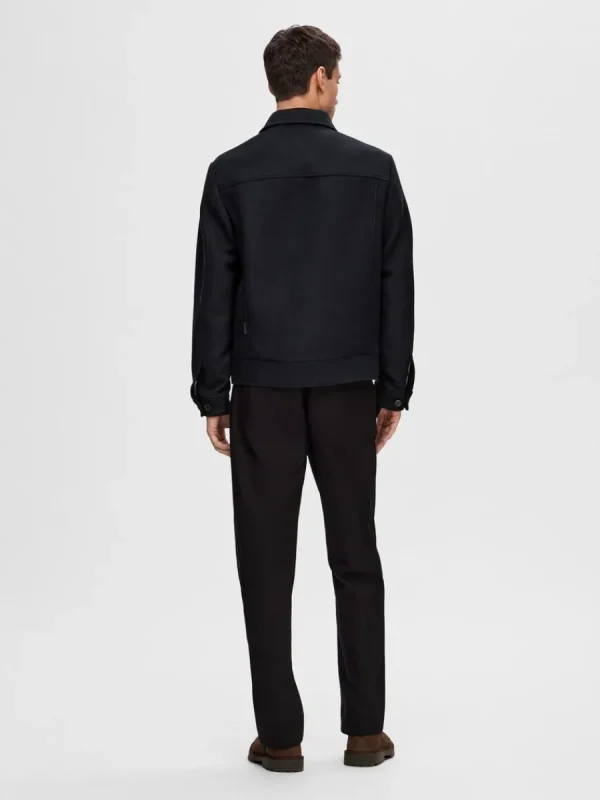SELECTED BLIXTLÅSFÖRSEDD KORT JACKA Black Outlet