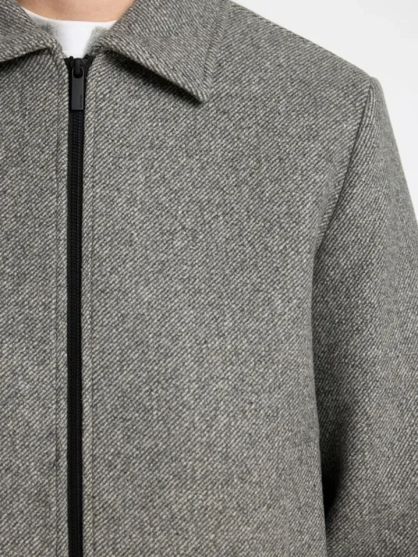 SELECTED BLIXTLÅSFÖRSEDD KORT JACKA Grey Sale