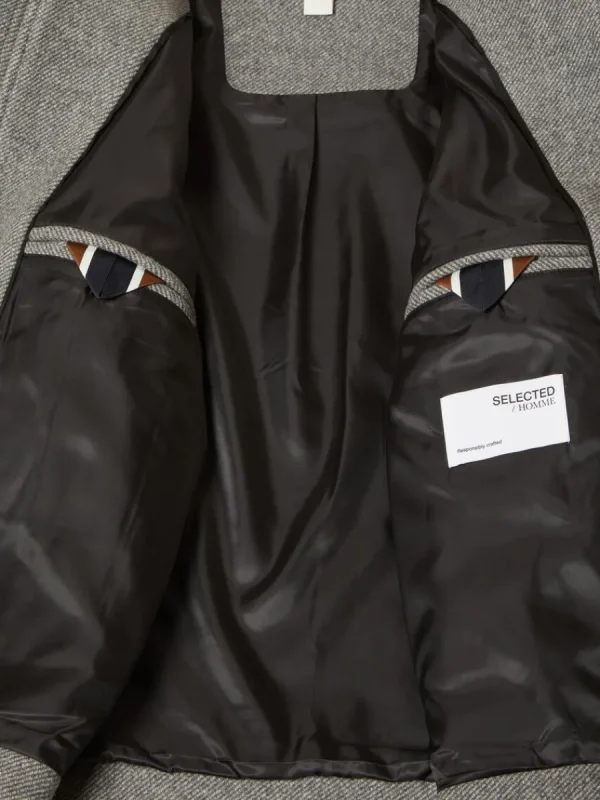 SELECTED BLIXTLÅSFÖRSEDD KORT JACKA Grey Sale