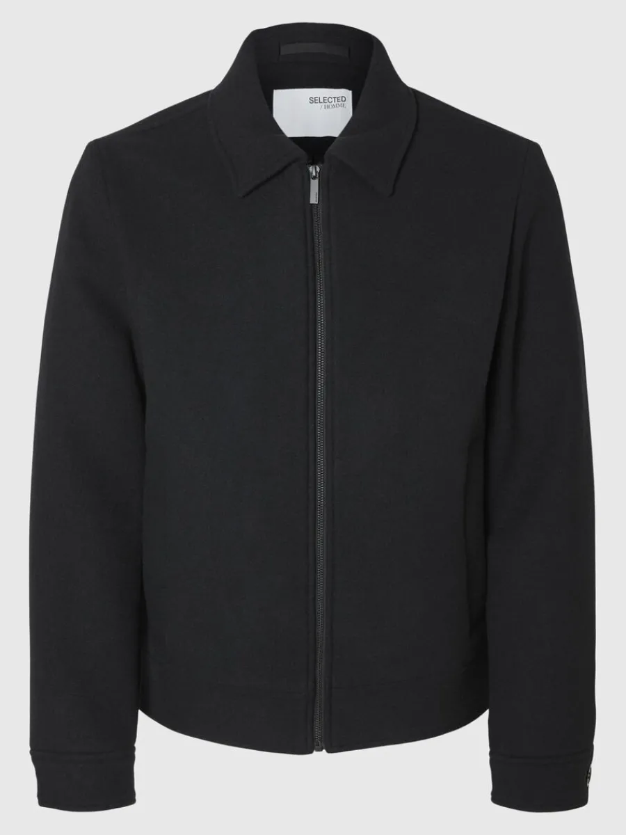 blixtlsfrsedd_kort_jacka_5.webp SELECTED BLIXTLÅSFÖRSEDD KORT JACKA Black Outlet
