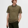 SELECTED BLIXTLÅSFÖRSEDD PIKÉTRÖJA Green New