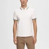 SELECTED BLIXTLÅSFÖRSEDD PIKÉTRÖJA White Best