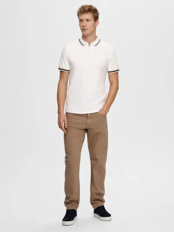 SELECTED BLIXTLÅSFÖRSEDD PIKÉTRÖJA White Best