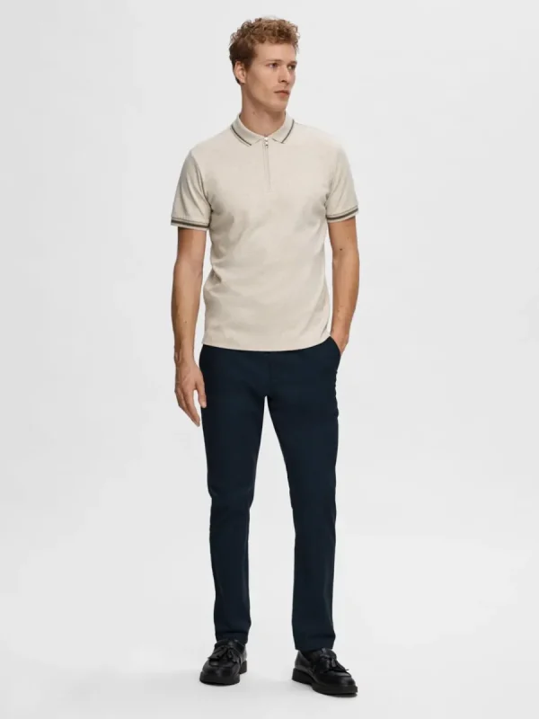 SELECTED BLIXTLÅSFÖRSEDD PIKÉTRÖJA Beige Shop