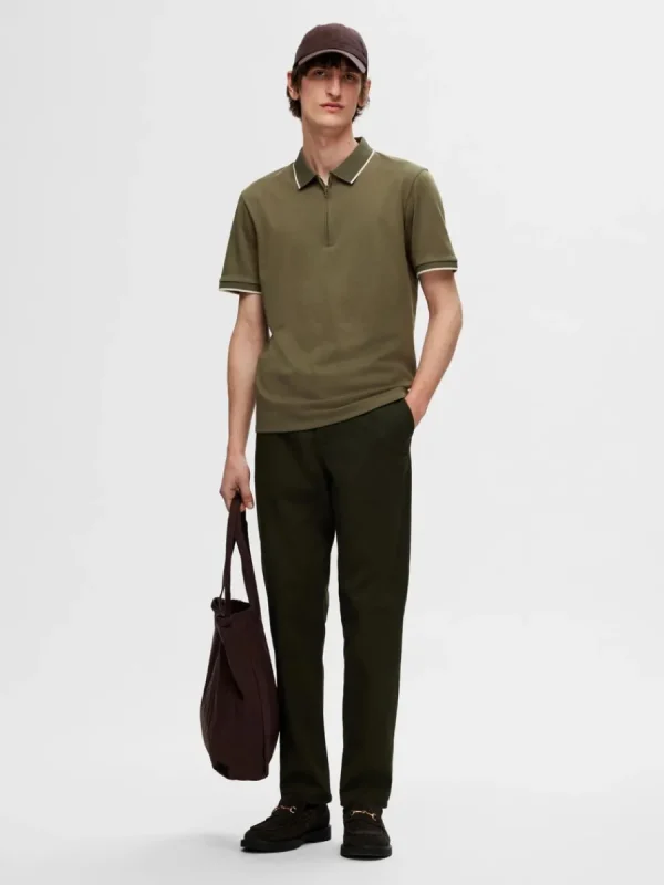 SELECTED BLIXTLÅSFÖRSEDD PIKÉTRÖJA Green New