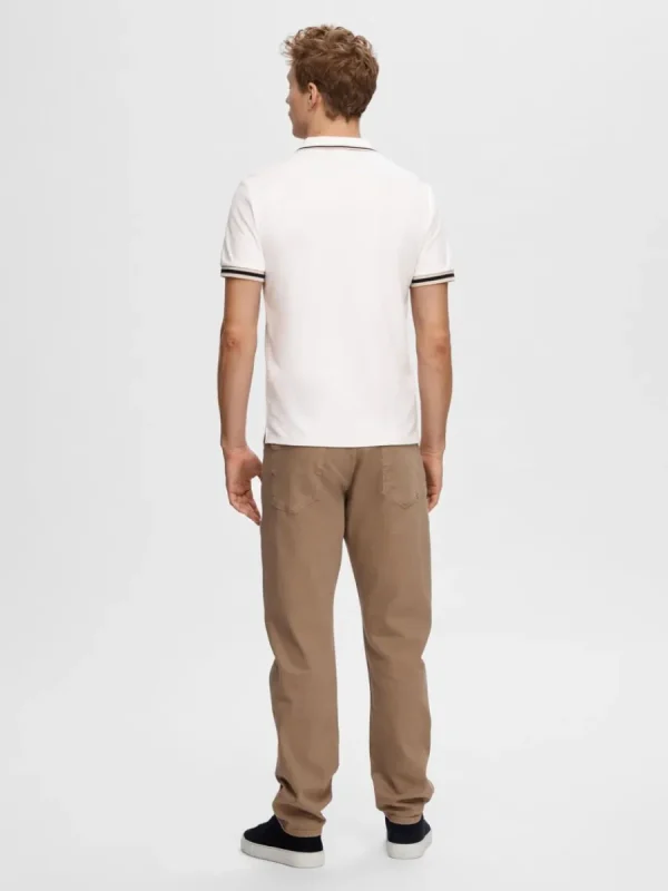 SELECTED BLIXTLÅSFÖRSEDD PIKÉTRÖJA White Best