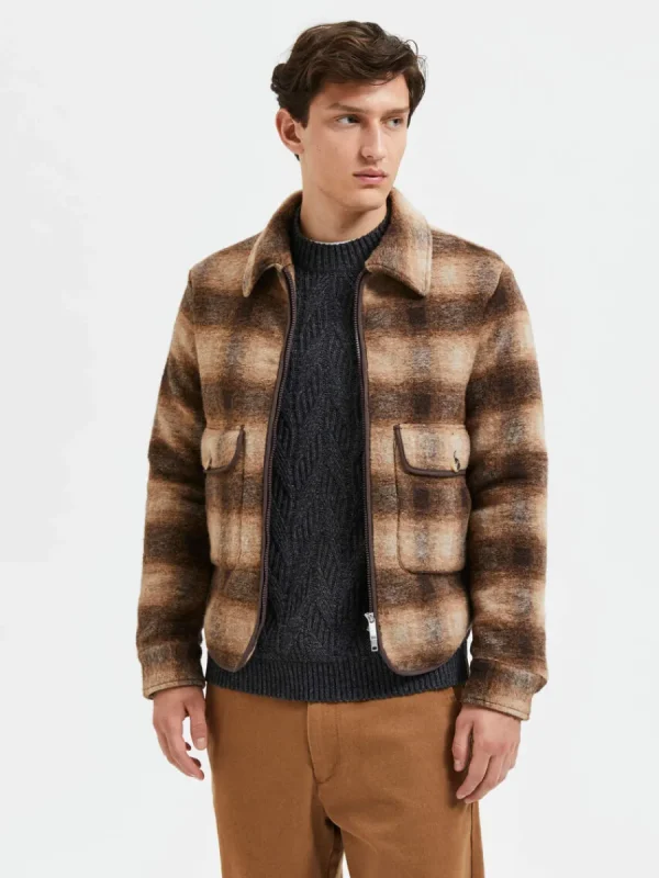 SELECTED BLIXTLÅSSTÄNGNING JACKA Brown Online