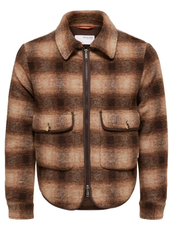 SELECTED BLIXTLÅSSTÄNGNING JACKA Brown Online