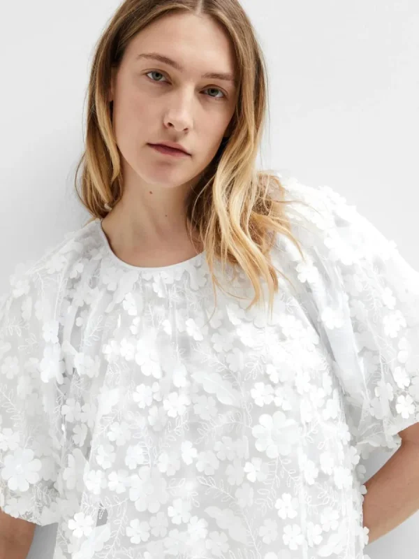 SELECTED BLOMMIG 3D-TEXTUR KORT KLÄNNING White Shop