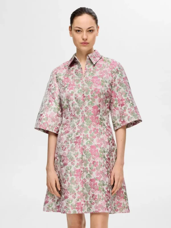 SELECTED BLOMMIG JACQUARD KORT KLÄNNING Coloured Best Sale