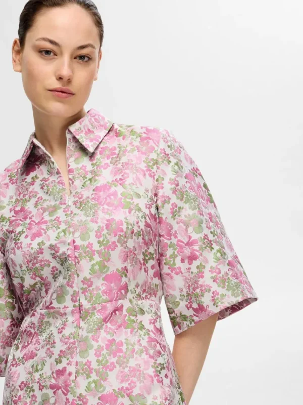 SELECTED BLOMMIG JACQUARD KORT KLÄNNING Coloured Best Sale