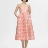 SELECTED BLOMMIG JACQUARD MIDIKLÄNNING Pink Fashion