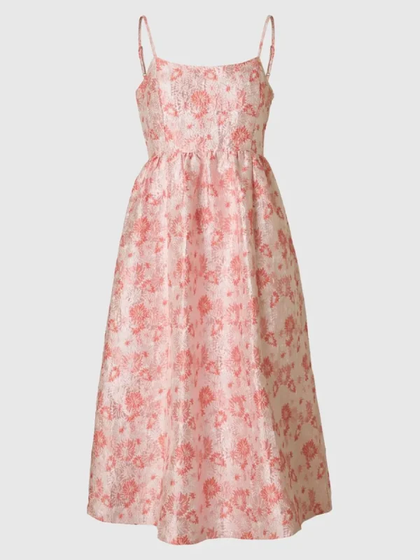 SELECTED BLOMMIG JACQUARD MIDIKLÄNNING Pink Fashion