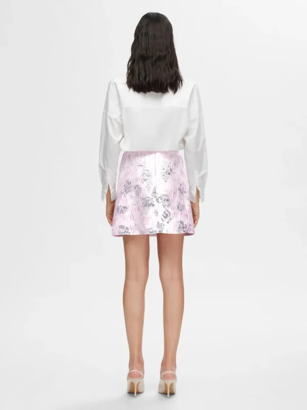SELECTED BLOMMIG JACQUARD MINIKJOL Pink New