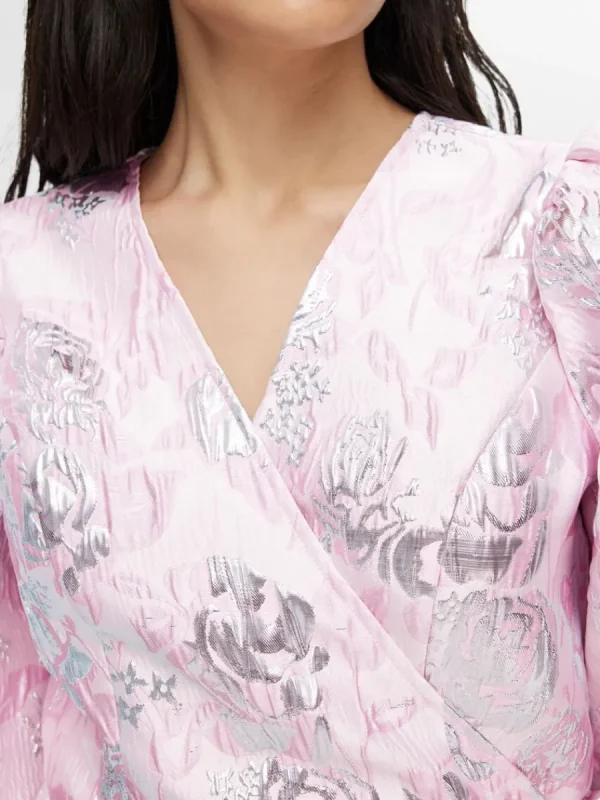 SELECTED BLOMMIG JACQUARD OMLOTTKLÄNNING Pink New