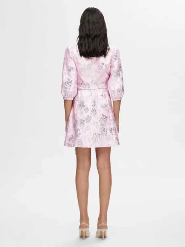 SELECTED BLOMMIG JACQUARD OMLOTTKLÄNNING Pink New