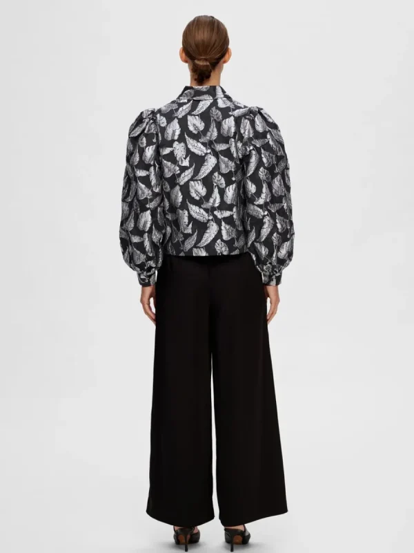 SELECTED BLOMMIG JACQUARD SKJORTA Silver Shop