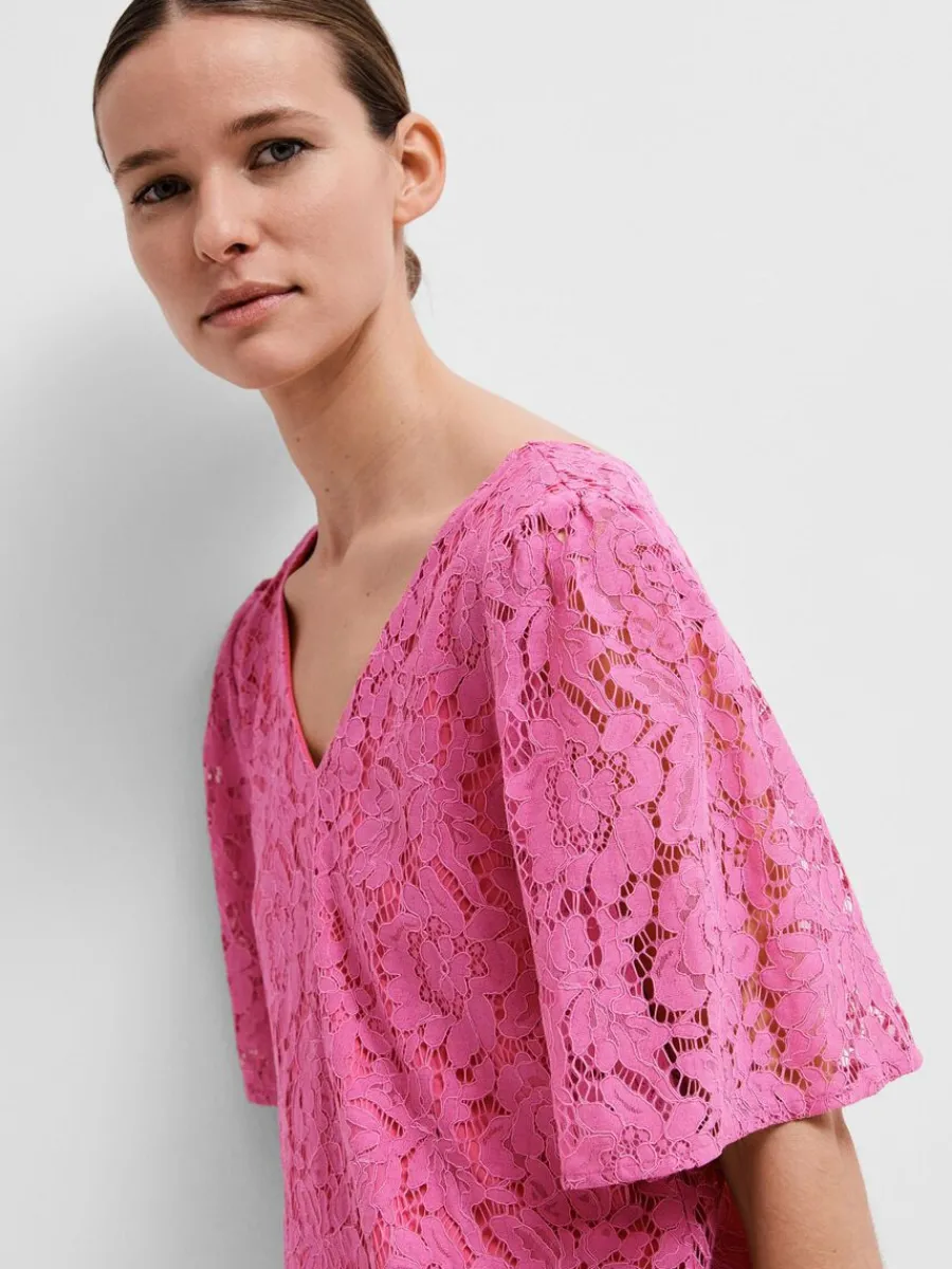 blommig_spets_midiklnning_2.webp SELECTED BLOMMIG SPETS MIDIKLÄNNING Pink Best Sale