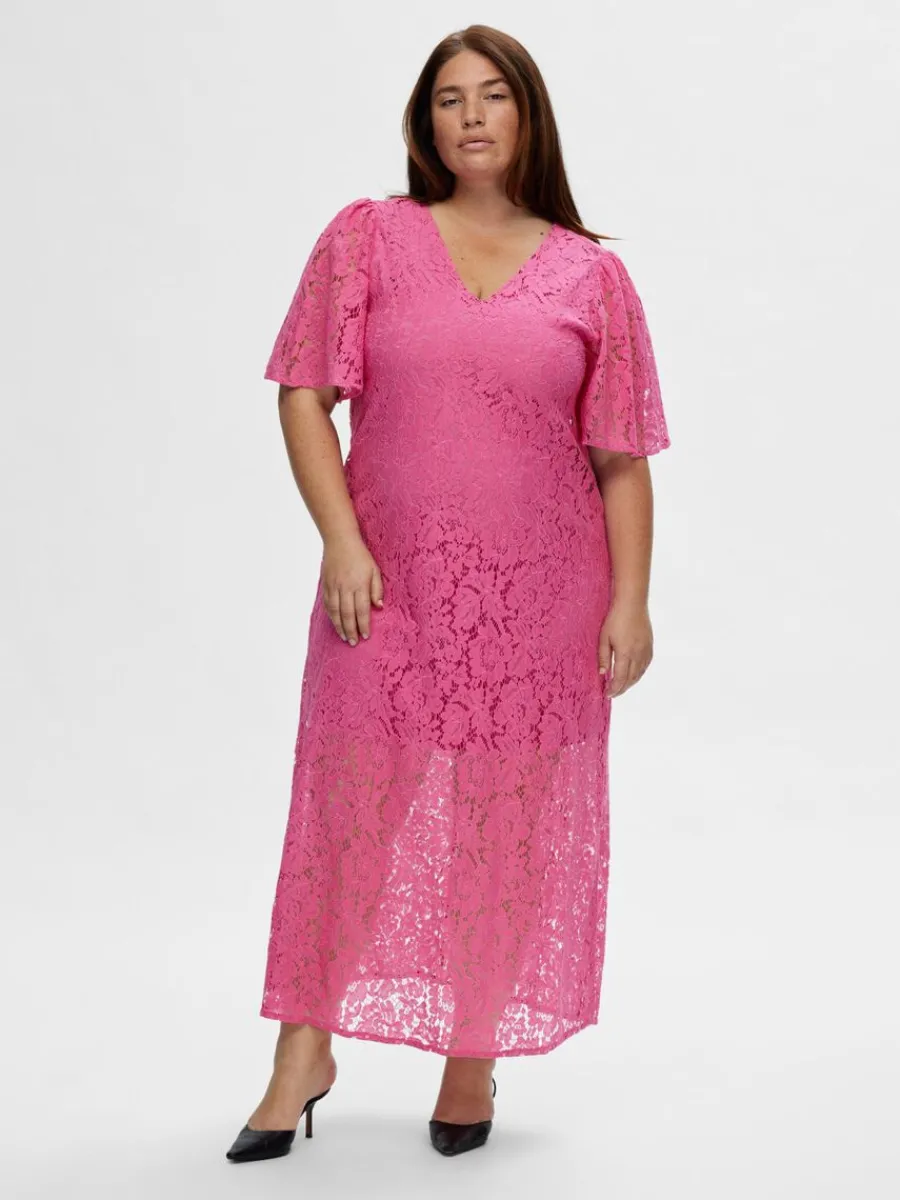 blommig_spets_midiklnning_7.webp SELECTED BLOMMIG SPETS MIDIKLÄNNING Pink Best Sale
