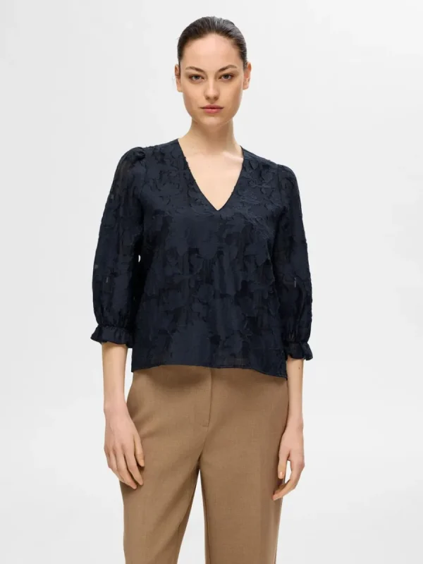 SELECTED BLOMSTERTRYCK BLUS Blue Hot