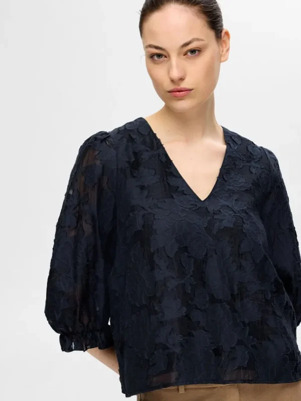 SELECTED BLOMSTERTRYCK BLUS Blue Hot