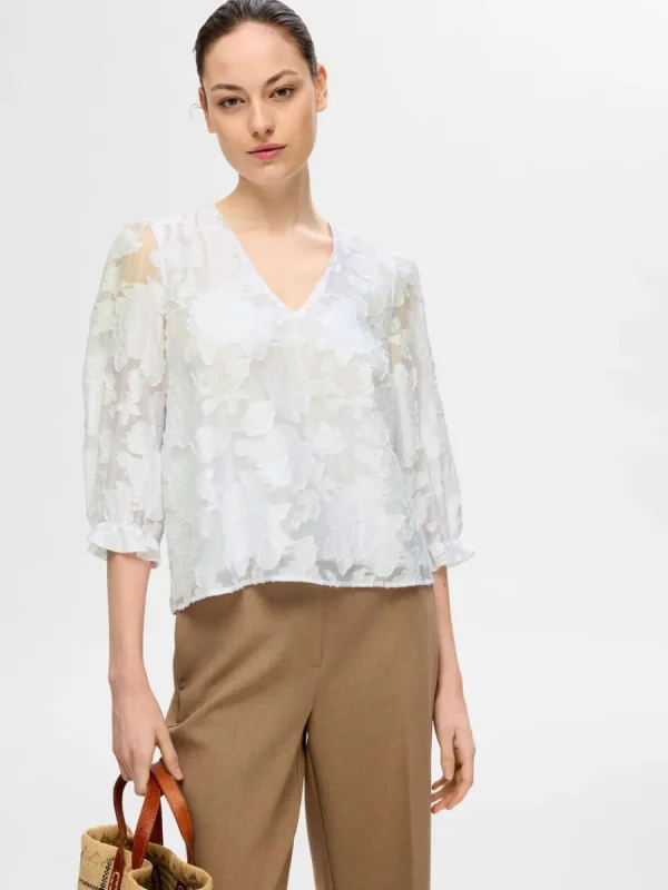 SELECTED BLOMSTERTRYCK BLUS White Best Sale