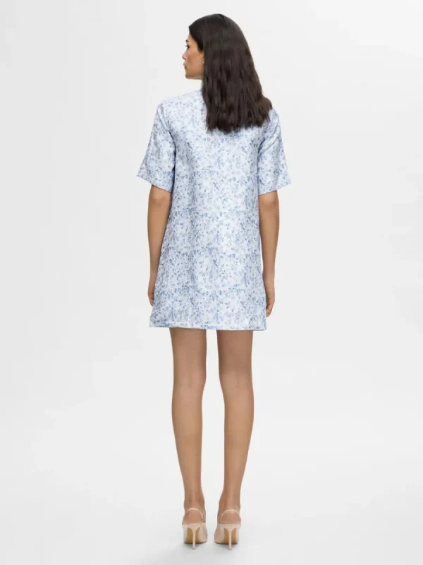 SELECTED BLOMSTERTRYCKT KORT KLÄNNING Blue Store