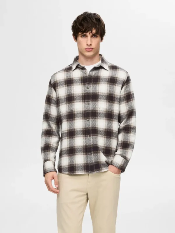 SELECTED 100% BOMULL FLANELLSKJORTA Brown Store