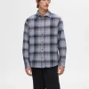 SELECTED 100% BOMULL FLANELLSKJORTA Blue Outlet