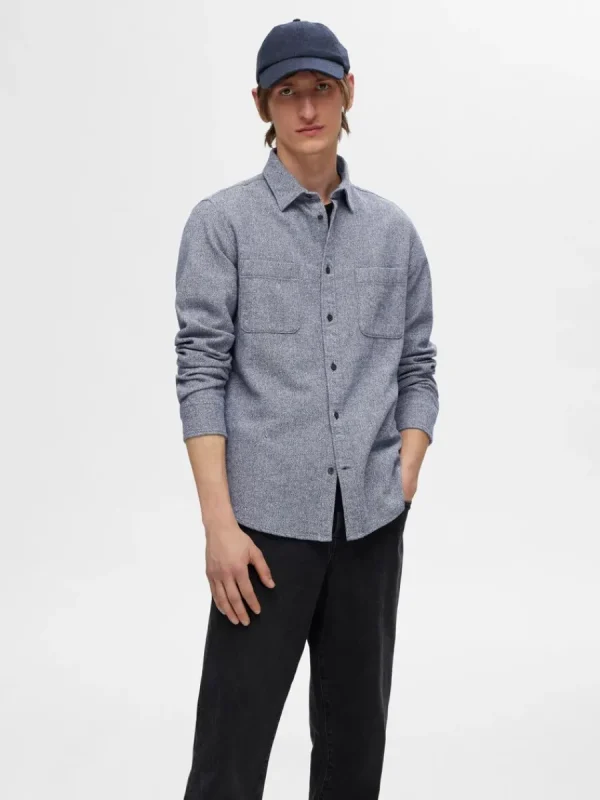 SELECTED 100% BOMULL FLANELLSKJORTA Blue Cheap